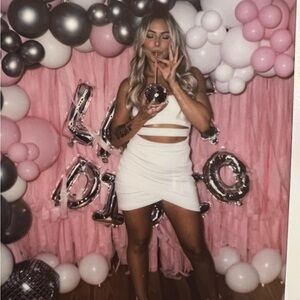 White superdown mini dress. Worn once!